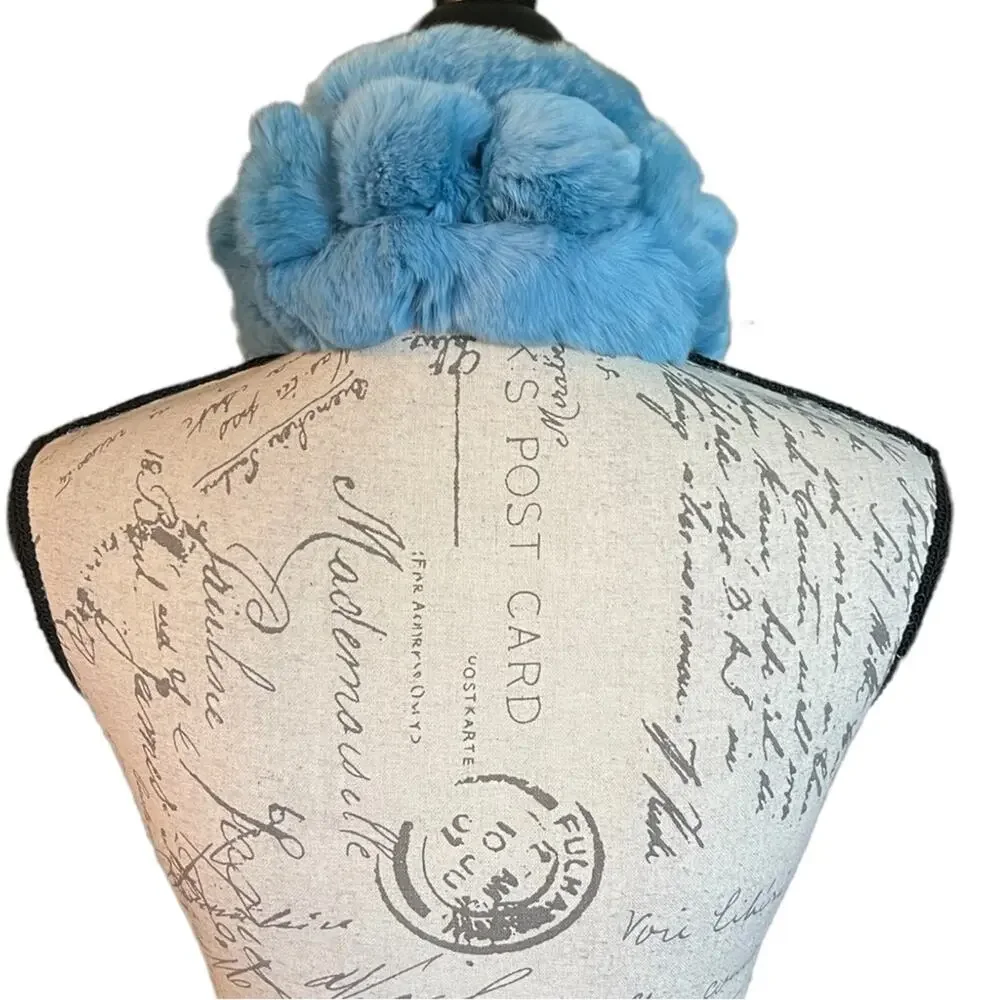 Faux Fur NEW Blue Warm Neck Scarf Wrap One Size